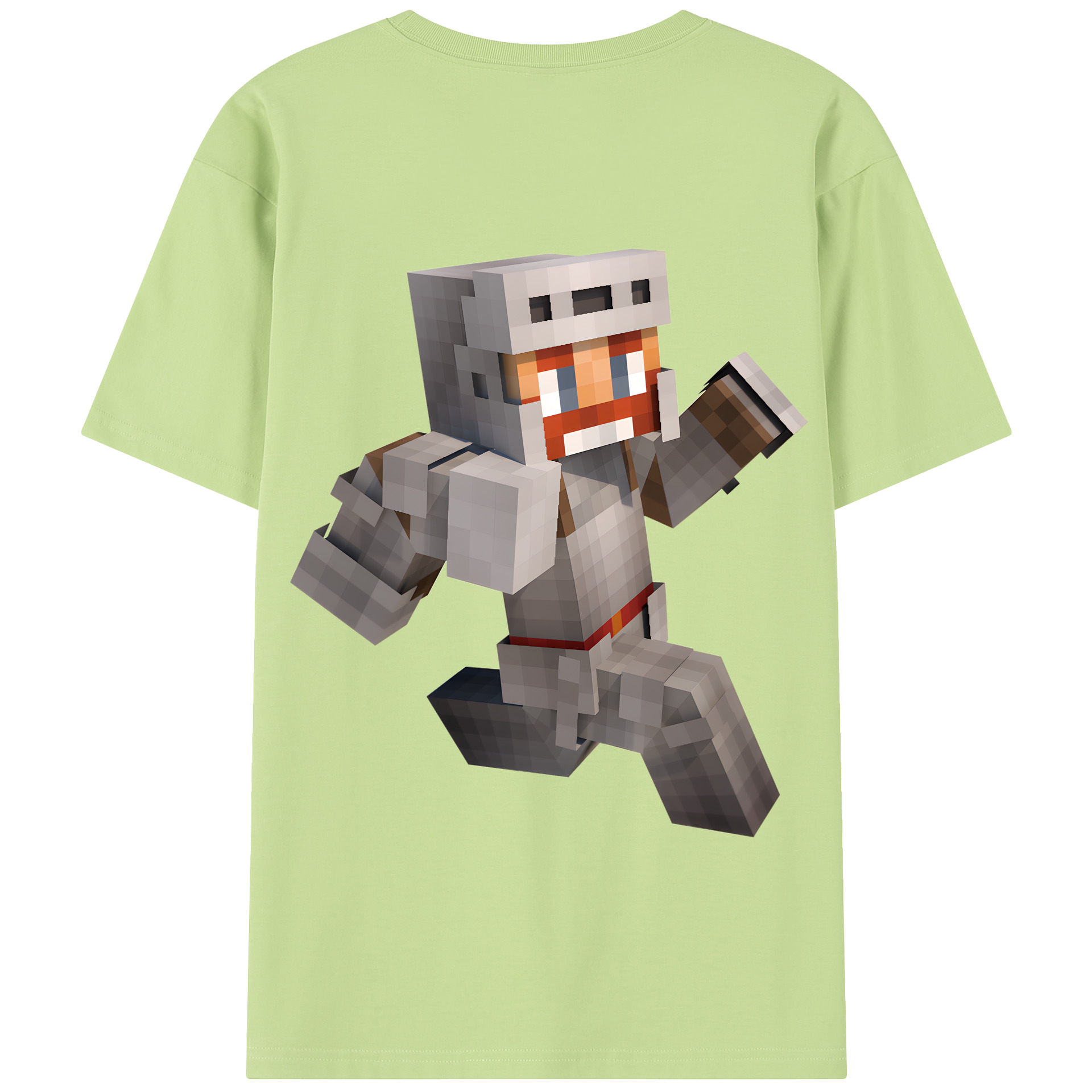 （画像用） マインクラフト ブロックの世界 Minecraft MC Block world 綿100％半袖Tシャツ（背面プリント）